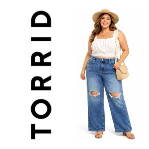 TORRID Ripped Wide Leg Jeans